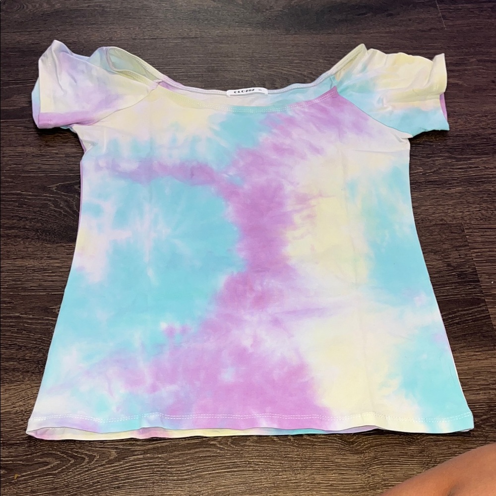 SHEIN Pastel Tie-Dye Short Sleeve Top